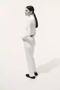 Прямые высокие джинсы H&M, белый