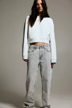 Прямые высокие джинсы H&M, серый