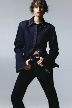 Прямые высокие джинсы H&M, синий