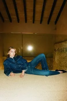 Прямые высокие джинсы H&M, синий