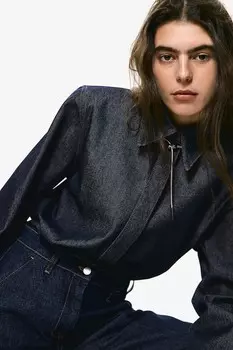 Прямые высокие джинсы H&M, синий