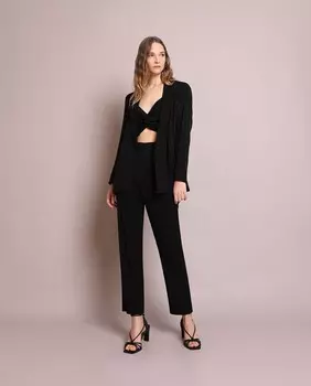 Прямые женские брюки из жаккарда с черепами и звездами черного цвета Scalpers, черный