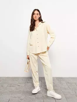 Прямые женские брюки с эластичной резинкой на талии LCW Casual