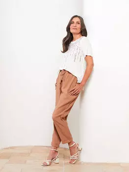 Прямые женские брюки с эластичной резинкой на талии LCW Grace