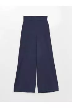 Прямые женские брюки широкого кроя с эластичной резинкой на талии LC Waikiki, темно-синий