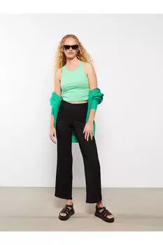 Прямые женские брюки стандартного кроя LC Waikiki, черный