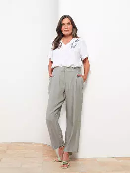 Прямые женские брюки стандартного кроя с эластичной резинкой на талии LCW Grace