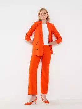 Прямые женские брюки стандартного кроя с широкими штанинами LCW Vision, яркий оранжевый
