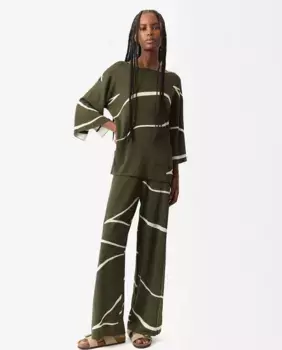 Прямые женские брюки стрейч-трикотажа с принтом Parfois, цвет Kaki