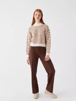 Прямые женские брюки узкого кроя с широкими штанинами XSIDE, коричневый