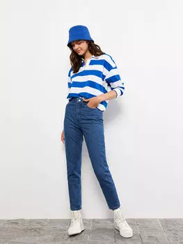 Прямые женские джинсы Mom Fit с высокой талией LCW Eco