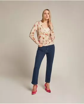 Прямые женские джинсы пуш-ап из эластичной ткани Elena Mir, синий