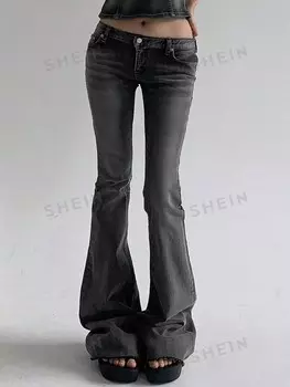 Прямые женские джинсы с заниженной талией Dazy, темно-серый