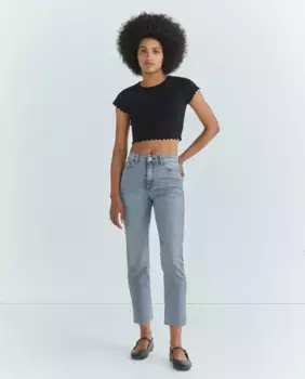 Прямые женские джинсы с завышенной талией jdy, светло-серый