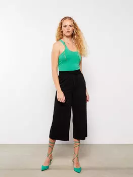 Прямые женские капри из вискозы стандартного кроя с эластичной резинкой на талии Xside