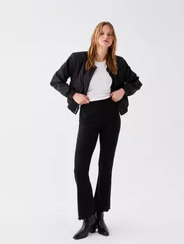 Прямые женские леггинсы с эластичной талией и брюками LCW Casual, черный