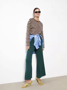 Прямые женские трикотажные брюки с эластичной резинкой на талии LCWAIKIKI Classic