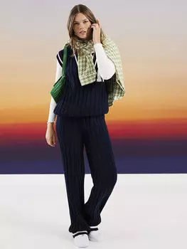 Прямые женские трикотажные брюки с эластичной резинкой на талии LCW Casual