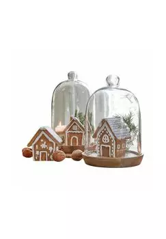 Пряничный домик набор из 3 шт. Bichette коричневый/белый Loberon, коричневый/белый