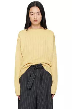 Пряжа с плоским шнуром свитер с лодочкой Auralee, желтый