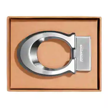 Пряжка для ремня Coach Outlet Boxed Sculpted Signature, серебристый