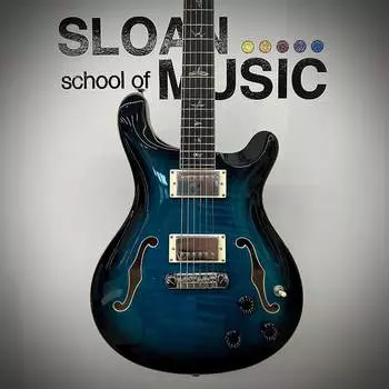 PRS SE Hollowbody II Piezo Peacock Blue Smokeburst James Burton Telecaster - Blue Paisley Flames