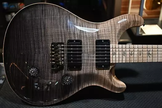 PRS Wood Library Custom 24 10-Top Болотный ясень Фигурный кленовый гриф Серый Черный Fade #2736
