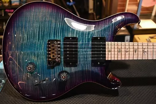PRS Wood Library Custom 24 10-Top Swamp Ash Figured Maple Neck Aquableux Purple Burst #3313