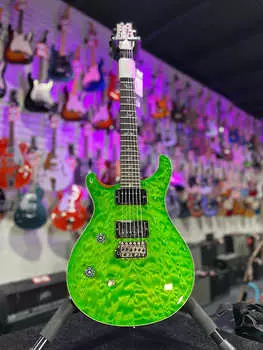 PRS Wood Library Custom 24 Quilt 10 Top Left Handed - Eriza Verde с бразильским FB, Smoked Hdw 196 Wood Library Custom 24 Left