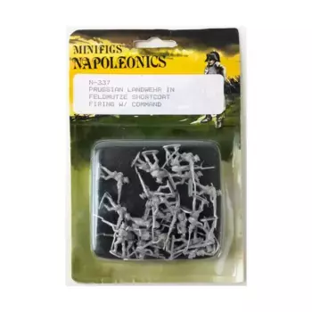 Прусский ландвер в фельдмутце ведет стрельбу с командованием, Napoleonic Miniatures - Prussian (15mm) (Minifigs)