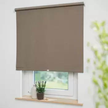 Пружинная рулонная штора Liedeco «Uni», затемнение, с перламутровым покрытием, с отверстием, свободновисящая, рулонная штора производство Германия, цвет coffee