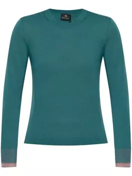 PS Paul Smith джемпер с круглым вырезом и контрастной отделкой, синий