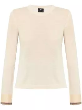 PS Paul Smith джемпер с круглым вырезом и контрастной отделкой, нейтральный цвет