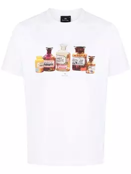 PS Paul Smith футболка Bottles из органического хлопка с графичным принтом, белый