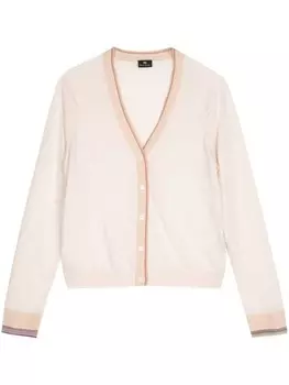 PS Paul Smith кардиган с отделкой в полоску, нейтральный цвет