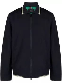 PS Paul Smith куртка-рубашка с отделкой в полоску, синий