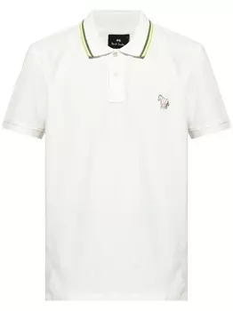 PS Paul Smith рубашка-поло из органического хлопка с вышивкой зебры, белый