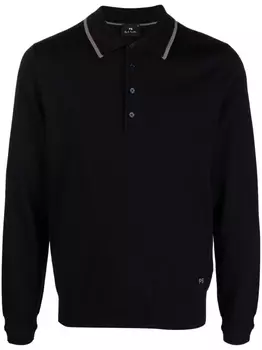 PS Paul Smith рубашка поло из шерсти мериноса с длинными рукавами, синий