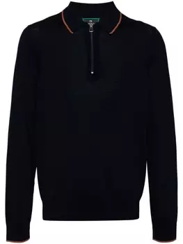 PS Paul Smith рубашка поло из шерсти мериноса с длинными рукавами, синий