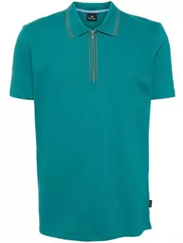 PS Paul Smith рубашка поло на молнии с отделкой в полоску, синий