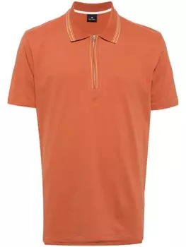 PS Paul Smith рубашка поло на молнии с отделкой в полоску, нейтральный цвет