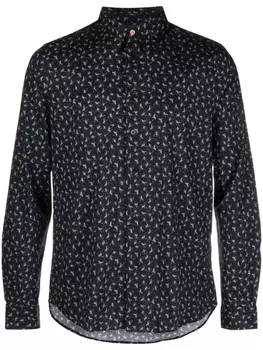 PS Paul Smith рубашка с длинными рукавами и абстрактным принтом, синий