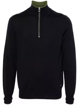 PS Paul Smith свитер из мериносовой шерсти с застежкой-молнией на половину длины, синий