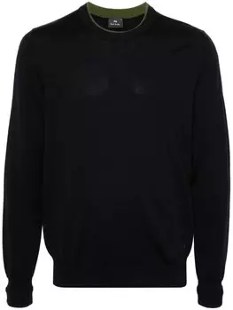 PS Paul Smith свитер из мериносовой шерсти с контрастным воротником, синий