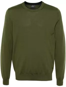 PS Paul Smith свитер из мериносовой шерсти с контрастным воротником, зеленый