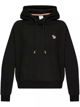 PS Paul Smith толстовка с капюшоном из хлопка с нашивками в виде зебры, черный