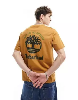 Пшеничная футболка на спине с крупным логотипом Timberland