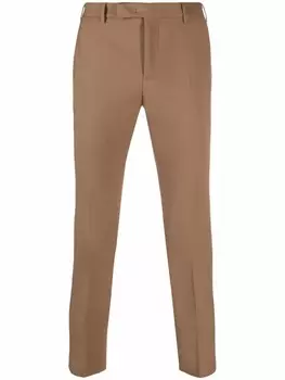 PT Torino брюки строгого кроя со складками, коричневый