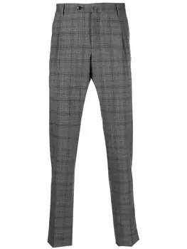 PT Torino check-print virgin wool trousers, серый