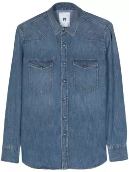 PT Torino джинсовая рубашка с длинными рукавами, синий